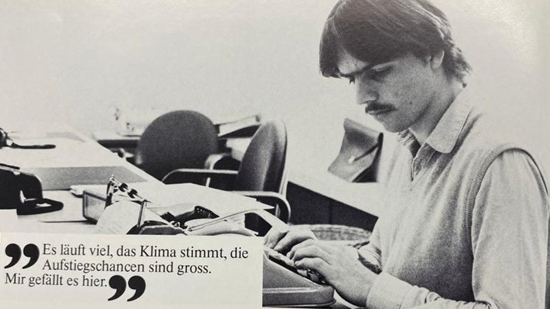 Vontobel employee Philipp Alena at his workplace in 1980