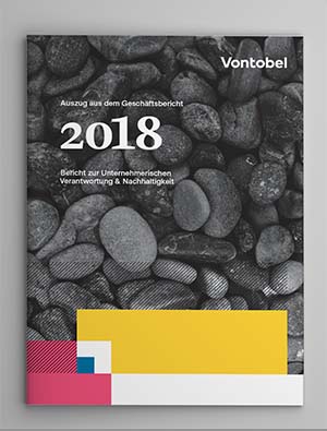 Auszug Vontobel Geschäftsbericht 2018 Magazin auf grauem Grund